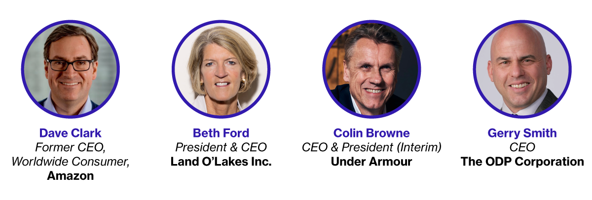 Image of four CEOs: Dave Clark, Beth Ford, Colin Browne, and Gerry Smith.